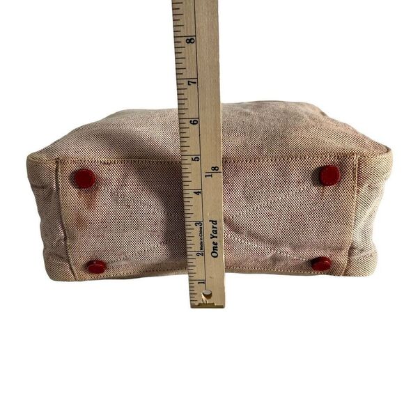 AuthenticāPrada Canvas Tote w/Beige & Red Tint w Logo Handbag - Picture 9 of 15